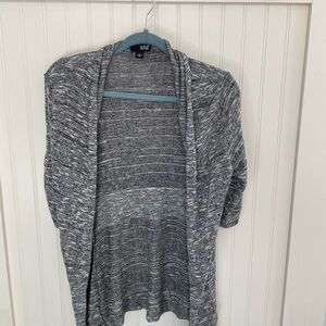 Stylish Gray Open-Front Sweater 1/2 sleeve